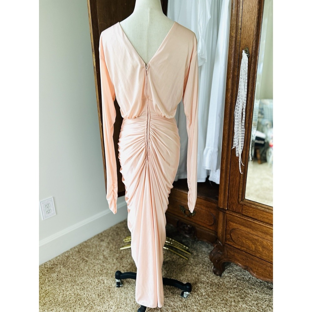 Vintage 70's Peach Draped Ruched Wrap Dress Size Small - Picture 4 of 8